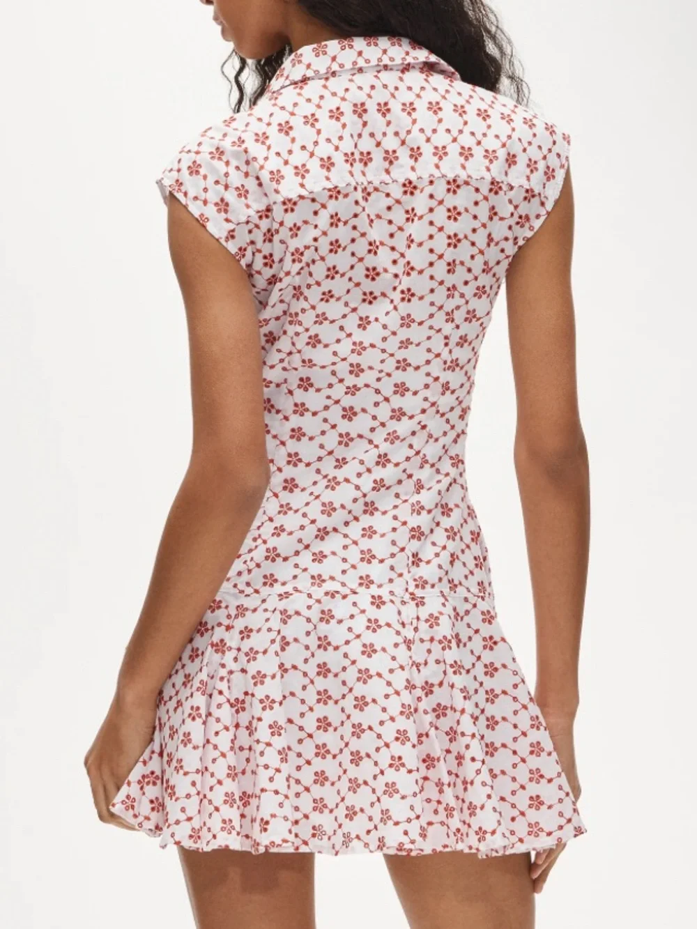NWT J. Crew White Mini Eyelet Shirt-Dress with Red Floral Print